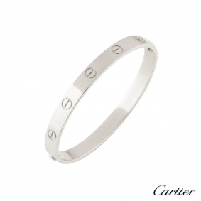 Cartier White Gold Plain Love Bracelet Size 18 B6035418